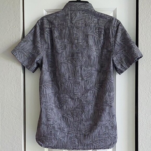 Hawker Rye Slim Stretch Gray Print Short Sleeve Button Down Shirt Men's Size M - Picture 9 of 14